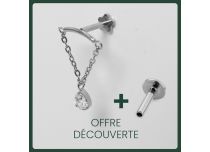 Labret Titane Interne Sterile Bar Curved and Chain with Strass | Itc
