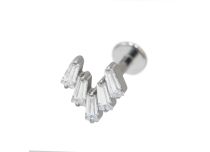 Labret Titane Interne Stérile motyw 5 strass prostokąt blanc | Itc