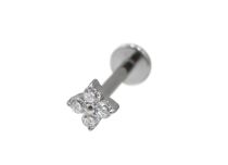 Labret Titane Interne Stérile motyw fleur 4 strass BL| Itc