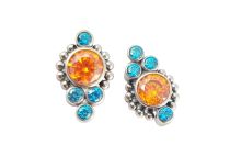 Accessoire interne titane 0.9 motif ornemental strass turquoise et orange