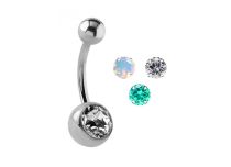 Tytanowy pępek banana z kolorowym kryształem | Itc