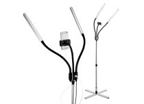 Lampa podłogowa LED GEMINI z dwoma ramionami i uchwytem na smartfon DAYLIGHT