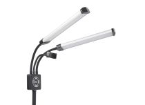 Lampa LED na dwuramiennym stojaku z uchwytem na smartfon