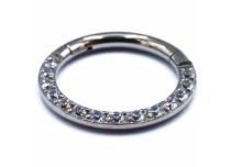 anneau piercing strass latéraux titane 1.2x8