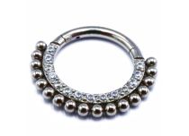 anneau piercing motif asia strass et billes 1.2x8