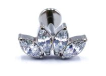 Labret Titane Interne Stérile Motif Marquise 4 Strass Coloré | Itc