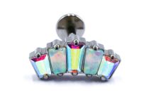 Labret Titane Interne Stérile Motif Couronne 5 Strass Blanc Irisé | Itc