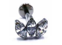 Labret Titane Interne Stérile motyw Marquise 3 Marquise à Strass Blanc | Itc