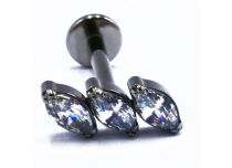 Labret Titane Interne Stérile motyw Marquise 3 Marquise à Strass Blanc Penché |