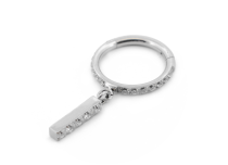 Anneau clicker en titane 1.2x8 mm avec strass blancs et pendentif barre ornée de 5 strass