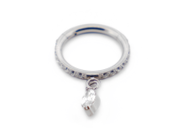 anneau clicker titane avec strass et pendentif blanc marquise