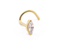Stud nez titane PVD Gold interne stérile avec strass ovale 0,8x6 mm