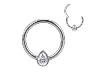 anneau charni&egrave;re titane zircon blanc