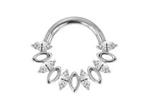 Stalowy pierścień zawiasowy z białym kamieniem Rhinestone Septum | Itc
