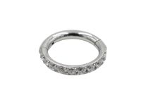 anneau piercing titane 1.2x6 strass blancs