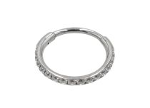 anneau piercing titane 0.8x8 strass blancs