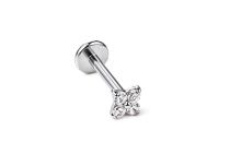 labret titane ASTM F136 interne rosace zircon blanc