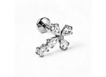 labret titane ASTM F136 interne croix zircon blanc