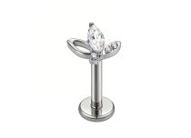 labret titane duo p&eacute;tales marquise blanche