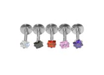 Labret Acier Interne Cristal Griffé Carré Coloré 3 mm | Itc
