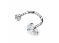 labret titane ASTM F136 courbé goutte sertie zircon blanc