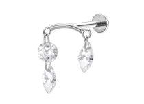 labret titane courbe double pampilles strass