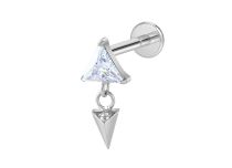 Labret Titane ASTM F136 interne 1,2x8 strass triangle pendant | iTC