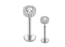 labret titane zircon rond serti perl&eacute;