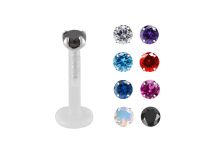 Labret BioFlex 1,2 x 8 mm z kolorową kryształową końcówką | Itc