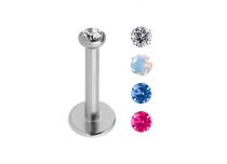 Labret Titanium Wewnętrzna kolorowa kryształowa kula 2 mm | Itc