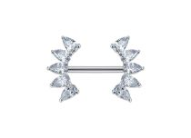 Bijou de téton titane ASTM F136 interne 1,6mm éclat de feuille strass blanc | i