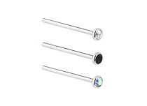 Prosta szpilka do nosa Tytan 0.8 x 16 mm Kolorowy kryształ | Itc