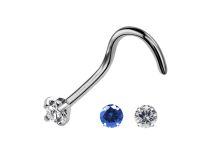Tytanowa szpilka do nosa 0.8 mm z kolorowym, porysowanym kryształem 1.5 mm | Itc