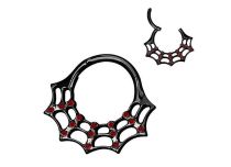 Anneau Titane noir ASTM F136 1,2mm Toile d&rsquo;araign&eacute;e sertie zircons rouges | ITC