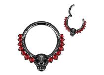 Anneau Titane noir ASTM F136 1,2mm Cr&acirc;ne serti zircons rouges | ITC