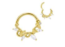 anneau charni&egrave;re titane gold couronne florale
