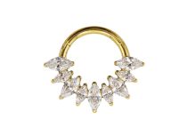 anneau titane PVD gold 9 strass piercing