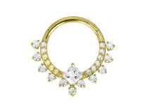 Anneau charnière titane pvd gold 1.2x10 multistrass carré central blanc