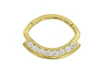 Stalowy pierścień zawiasowy Gold Strass White | Itc