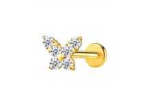 labret titane ASTM F136 PVD Gold papillon zircon blanc
