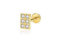 labret titane ASTM F136 PVD Gold rectangle mosa&iuml;que zircon blanc