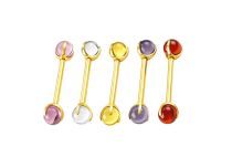 barbell titane gold boules nacr&eacute;es