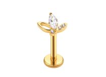 labret titane gold p&eacute;tales marquise blanche