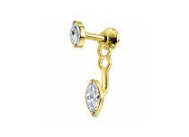 labret titane ASTM F136 PVD Gold courbé double marquise