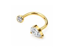 labret titane ASTM F136 PVD Gold courbé goutte sertie zircon blanc