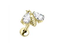 labret titane gold abeille strass blanc
