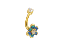 Micro banane Acier PVD GOLD spéciale Rook en Motif 5 Pétales OPALE | iTC