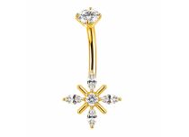 Banane Titane pvd gold ASTM F136 interne 1.6 mm croix cristaux facettés | iTC