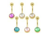Bananr Steel Fine Gold Fantasy z syntetycznym kamieniem | Itc