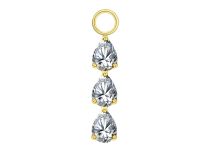 Charm pendant titane PVD gold triple goutte 3 mm